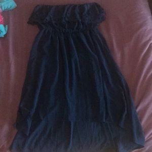 Navy Strapless High-Low Dress